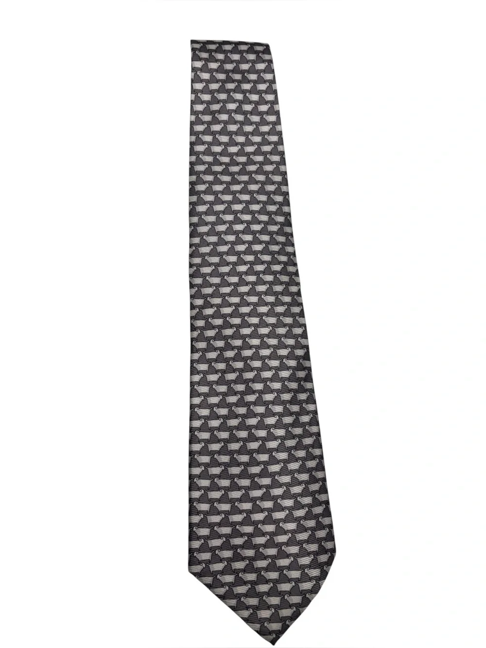 Bijoux Terner Silver and Gray Ram Pattern Men's Silk Tie